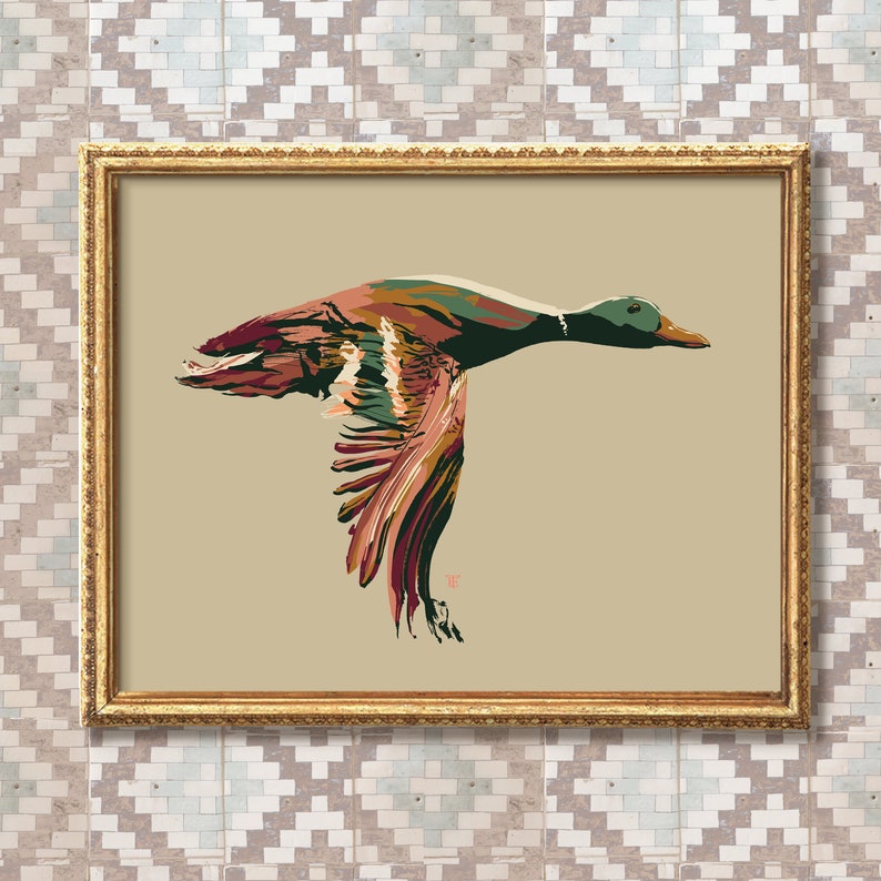 modern duck painting print