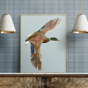 Mallard Duck Painting, Artwork for Modern Cabin Decor, Gifts for Hunters