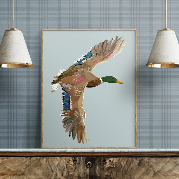 Mallard Duck Painting, Artwork for Modern Cabin Decor, Gifts for Hunters