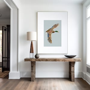 mallard duck artwork in modern lake house decor