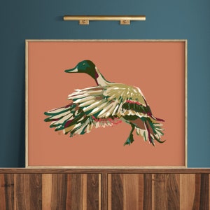 Pintura de pato pintail, arte para decoração de cabine moderna