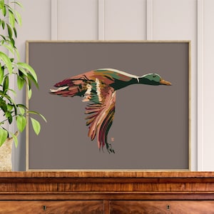 Mallard Duck Painting, Artwork for Modern Cabin Decor