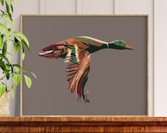 Mallard Duck Painting, Artwork for Modern Cabin Decor