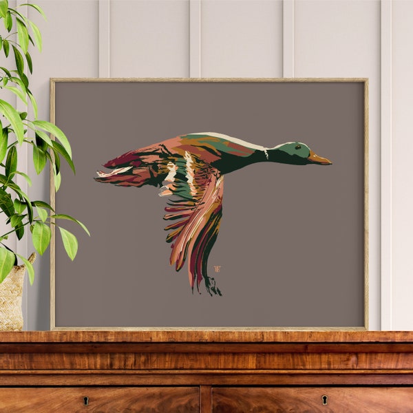 Peinture de canard colvert, œuvre d’art pour le décor de cabine moderne