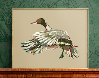 Pintail Duck Painting Print on Tan Background | Gifts for Duck Hunters