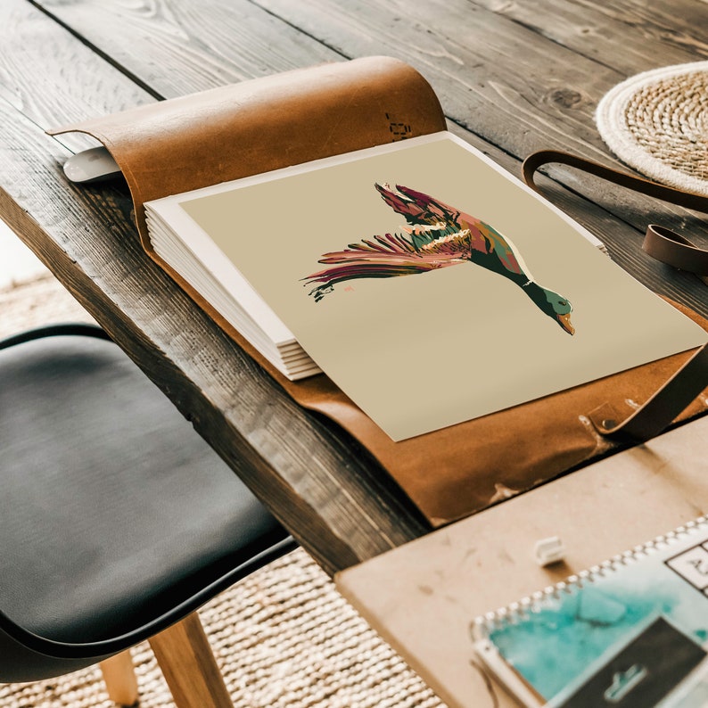 duck hunting art in rustic decor