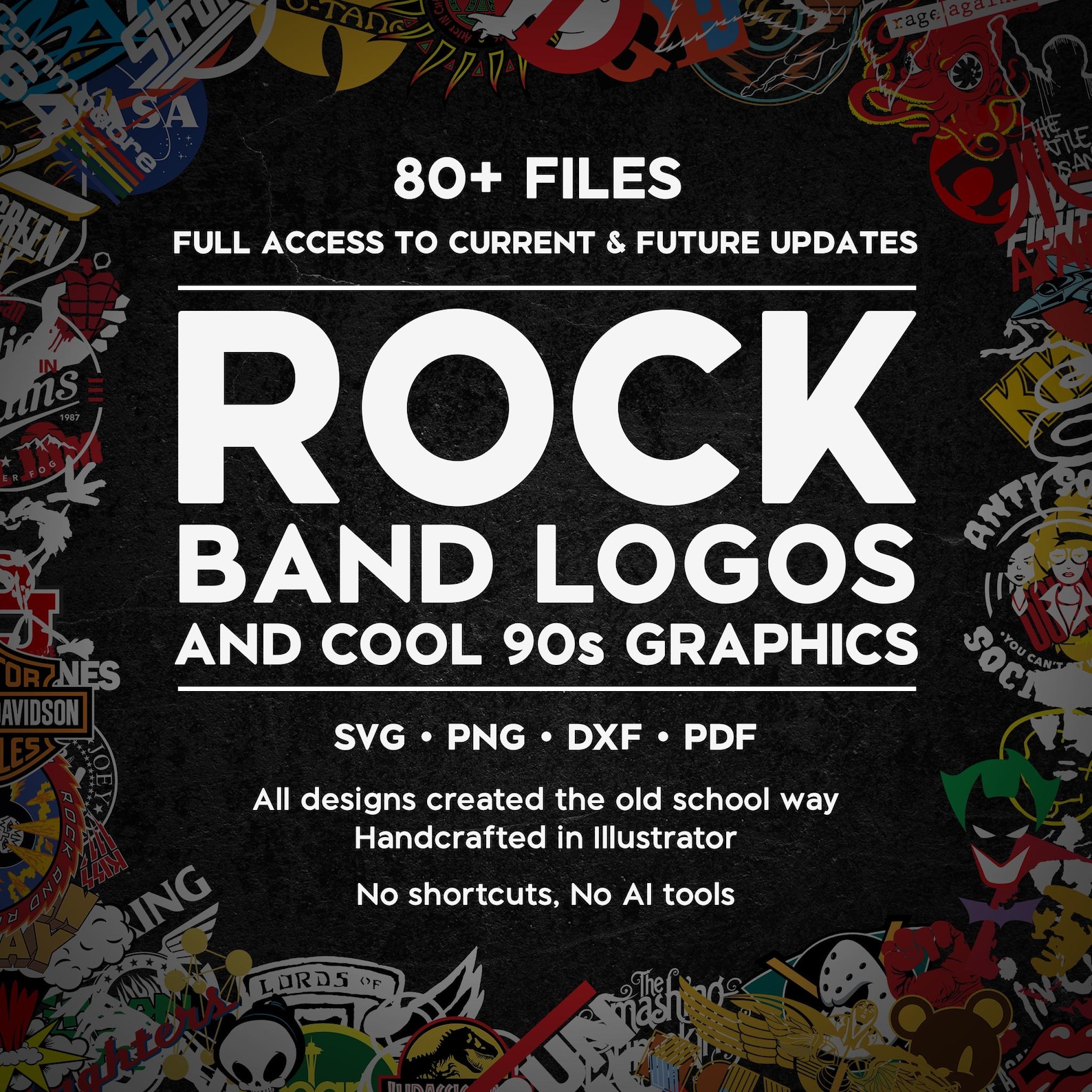 Rock Band Logos und 90er Jahre Design SVG Bundle PNG DXF T-Shirt ...