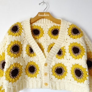 Sunflower Granny Square Crochet Cardigan PDF Pattern DIGITAL DOWNLOAD & Updated with new photos image 6