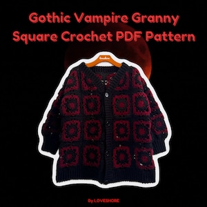 Gothic Vampire Granny Square Crochet Cardigan PDF Pattern *DIGITAL DOWNLOAD*