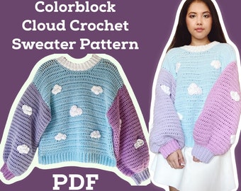 Colorblock Crochet Cloud Sweater Pattern *PDF DIGITAL DOWNLOAD*