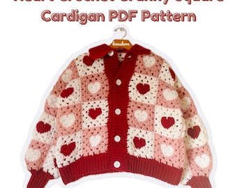 Herz Oma Quadrat häkeln Cardigan pdf Muster * DIGITAL DOWNLOAD *