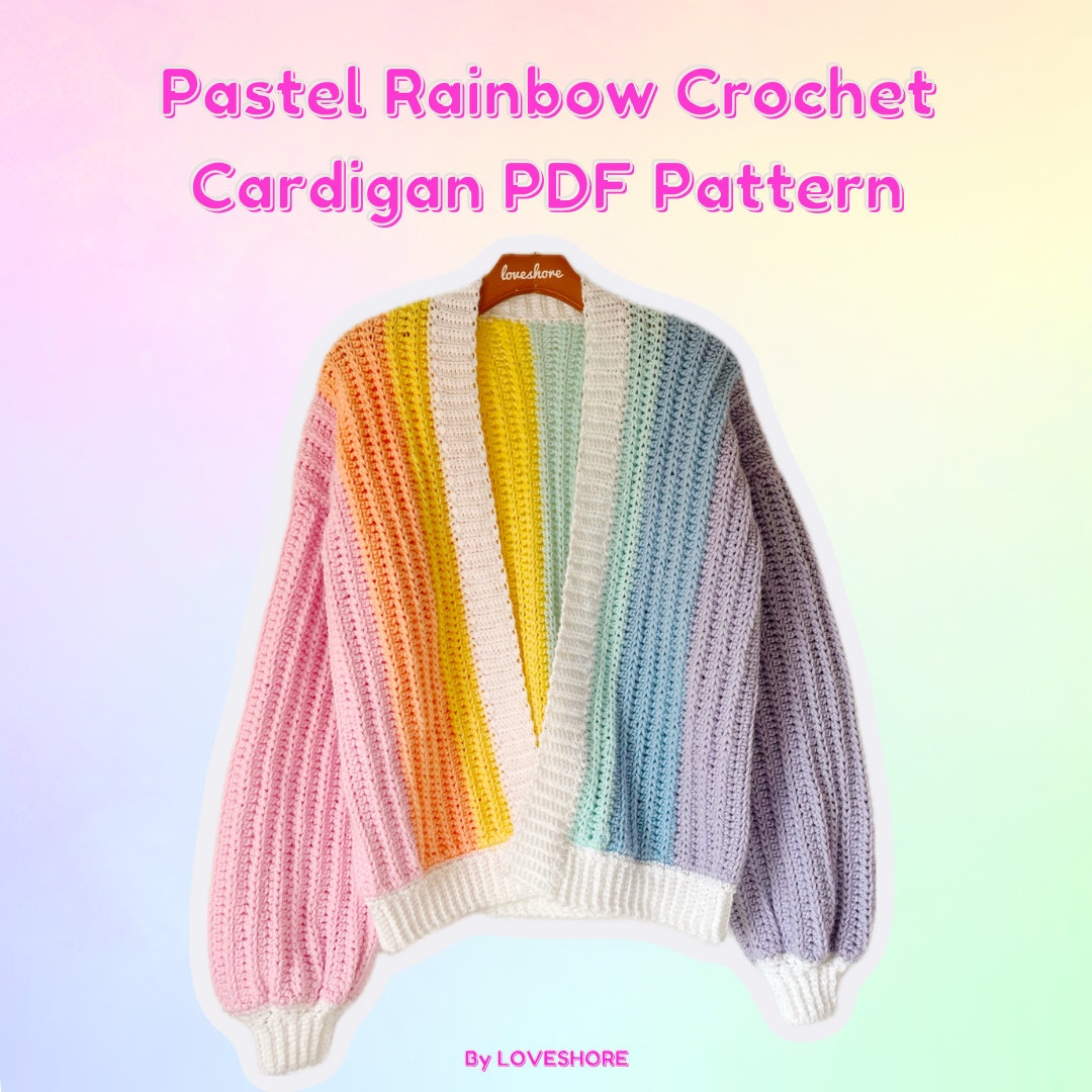Buy Pastel Rainbow Crochet Cardigan PDF Pattern *DIGITAL DOWNLOAD* Online  in India
