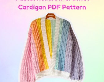 Buy Pastel Rainbow Crochet Cardigan PDF Pattern *DIGITAL DOWNLOAD