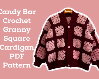 Candy Bar Granny Square Crochet Cardigan PDF Pattern *DIGITAL DOWNLOAD*