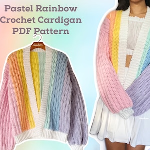 Pastel Rainbow Crochet Cardigan PDF Pattern *DIGITAL DOWNLOAD*