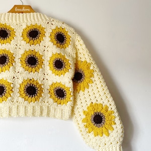 Sunflower Granny Square Crochet Cardigan PDF Pattern DIGITAL DOWNLOAD & Updated with new photos image 7