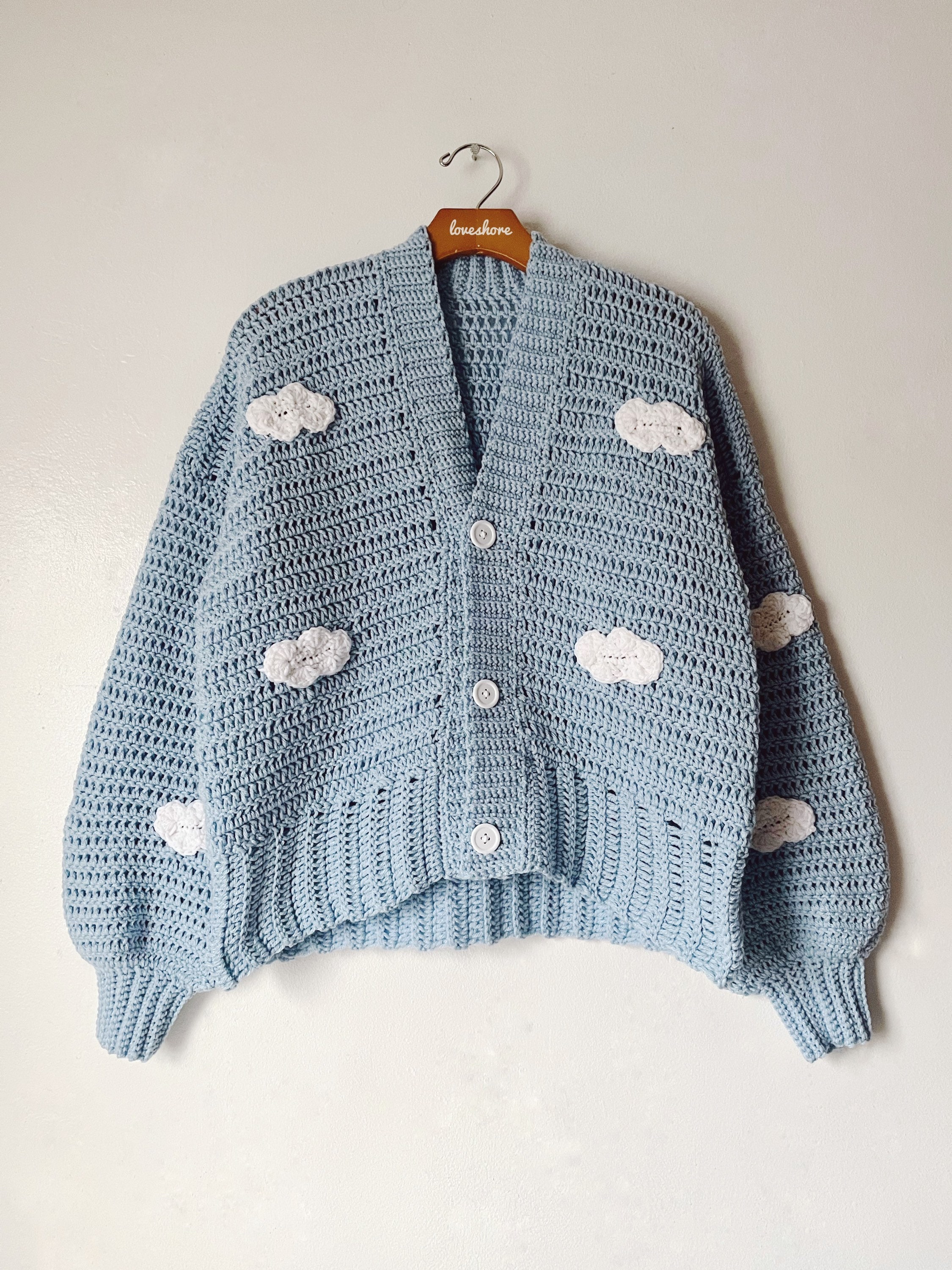 Cloud Appliqué Crochet Cardigan PDF Pattern *DIGITAL DOWNLOAD* - Etsy