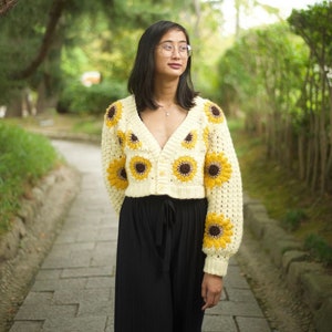 Sunflower Granny Square Crochet Cardigan PDF Pattern DIGITAL DOWNLOAD & Updated with new photos image 4