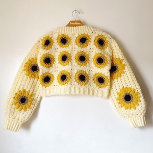 Sunflower Granny Square Crochet Cardigan PDF Pattern DIGITAL DOWNLOAD & Updated with new photos image 3