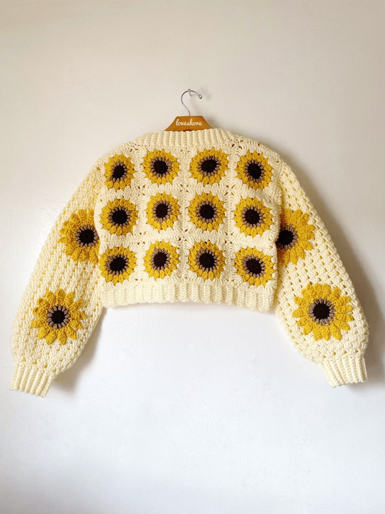 Sunflower Granny Square Crochet Cardigan PDF Pattern DIGITAL DOWNLOAD & Updated with new photos 画像 3