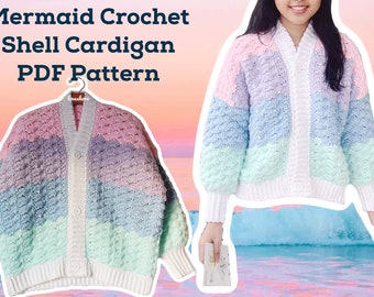 Mermaid Crochet Shell Cardigan PDF Pattern *DIGITAL DOWNLOAD*