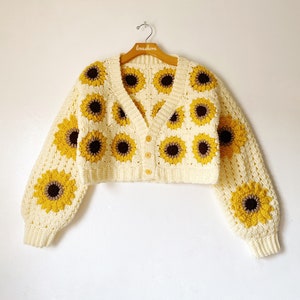 Sunflower Granny Square Crochet Cardigan PDF Pattern DIGITAL DOWNLOAD & Updated with new photos 画像 2