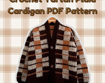 Tartan Plaid Crochet Cardigan PDF Pattern *DIGITAL DOWNLOAD*