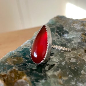 Carnelian teardrop ring size 5 1/4