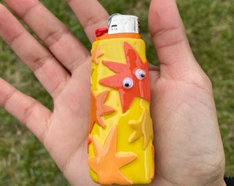 Estuche para encendedor con ojos saltones / Estuche hecho a mano con arcilla polimérica / Accesorios geniales para encendedores BiC