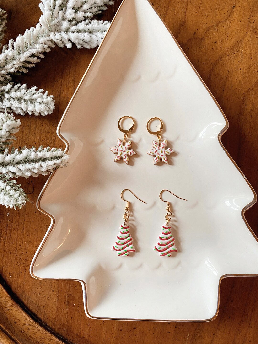 Christmas Tree Cake Earrings Holiday Jewelry Handmade Etsy