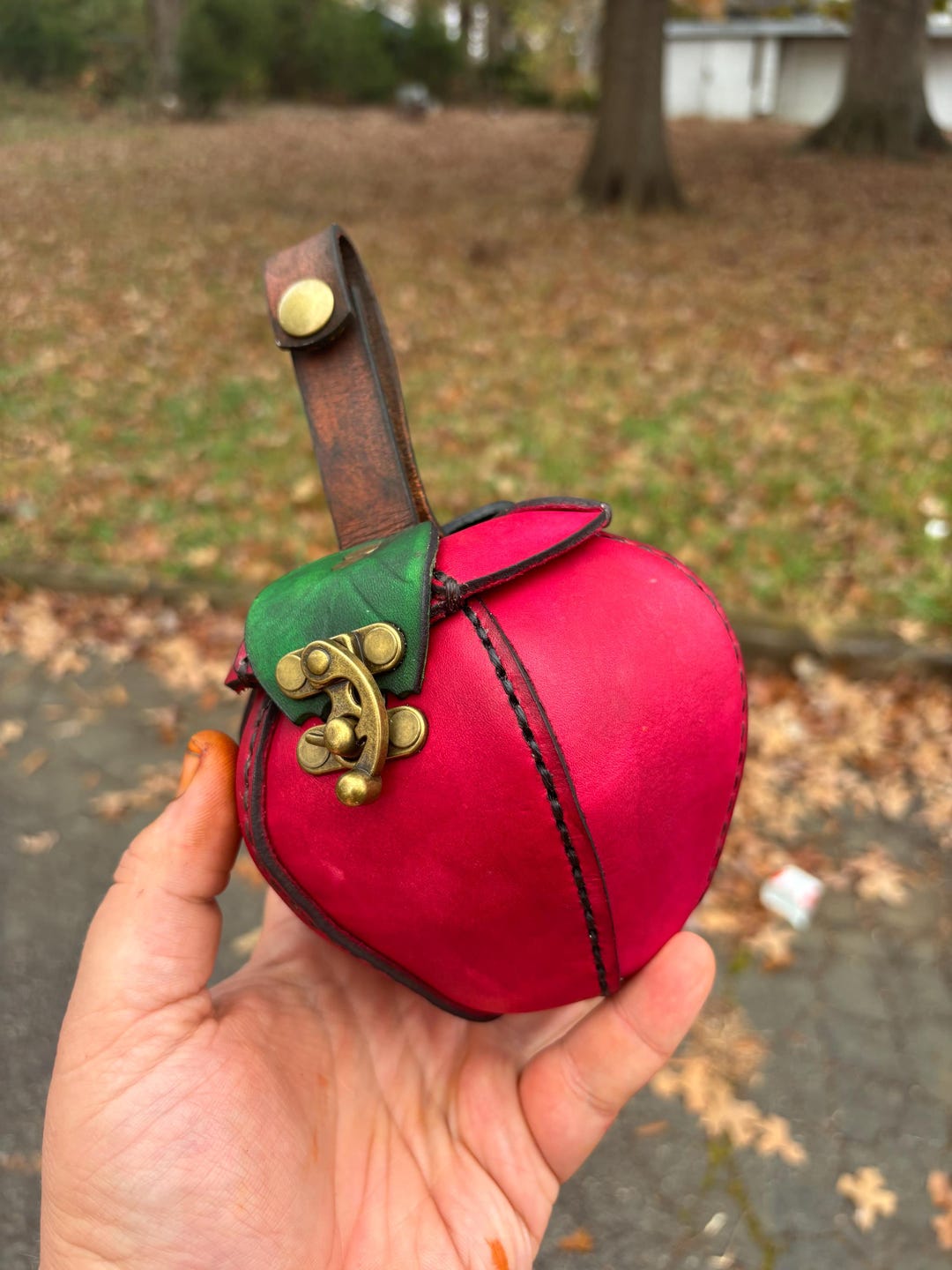 ◇ILLIGO◇ Apple Mini Card Bag Red Structured Vegan Pebble Mini Camera Bag Red | Luxury