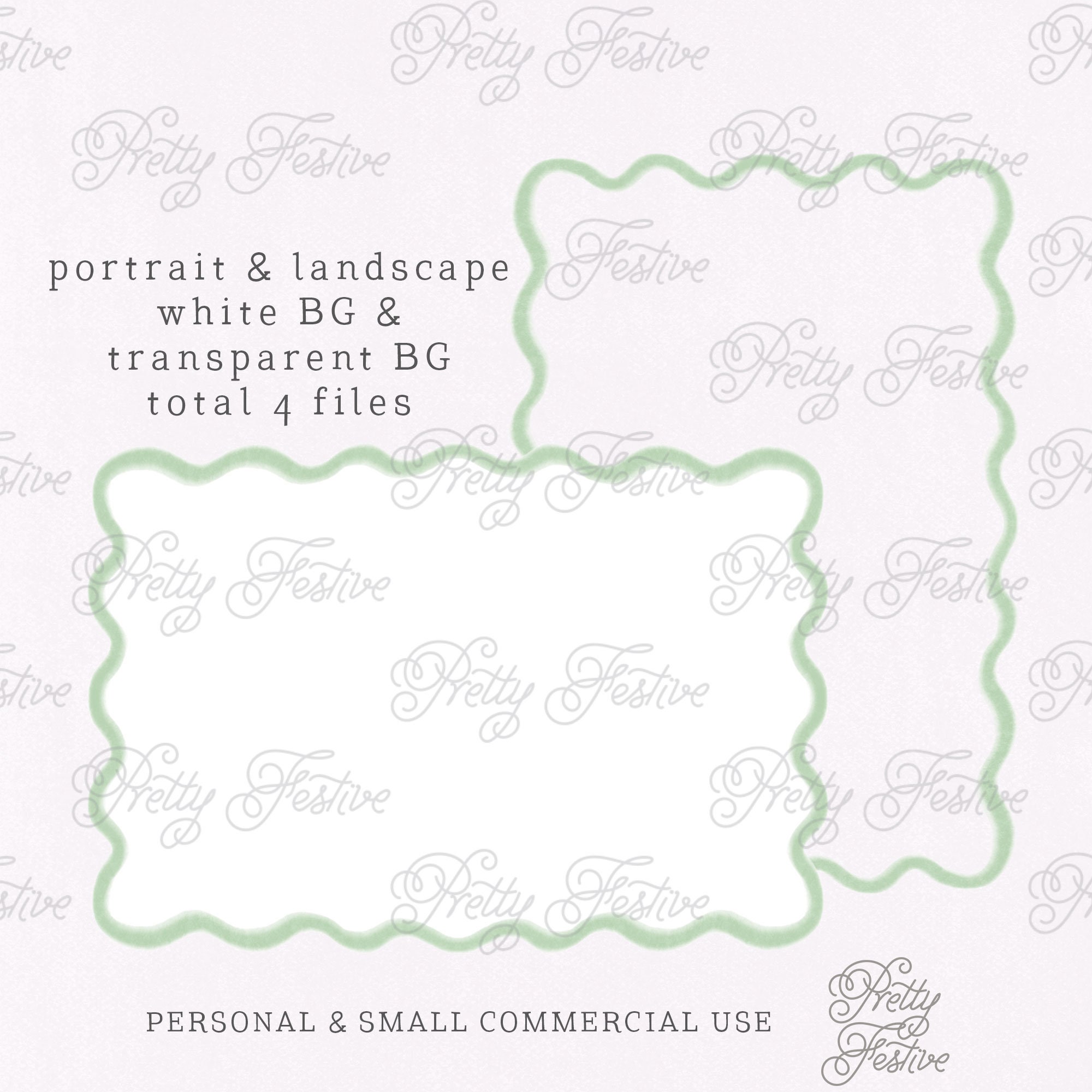 5x7 Green Wavy Watercolor Border Clipart Frame Printable - Etsy