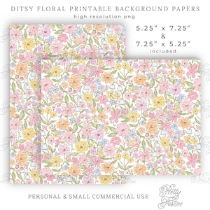 Ditsy Watercolor Wildflower Floral Printable Background Papers 7x5, chintz floral digital paper, stationery, preppy grand millennial 158