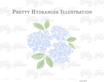 Blue Hydrangea clipart, nantucket style hydrangeas design, for personalised monogram stationery, printables, pretty sublimation 078
