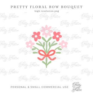 Red & Pink Bow Valentines Bouquet clipart, Christmas floral element personalised monogram stationery, notecards, printables, sublimation 150