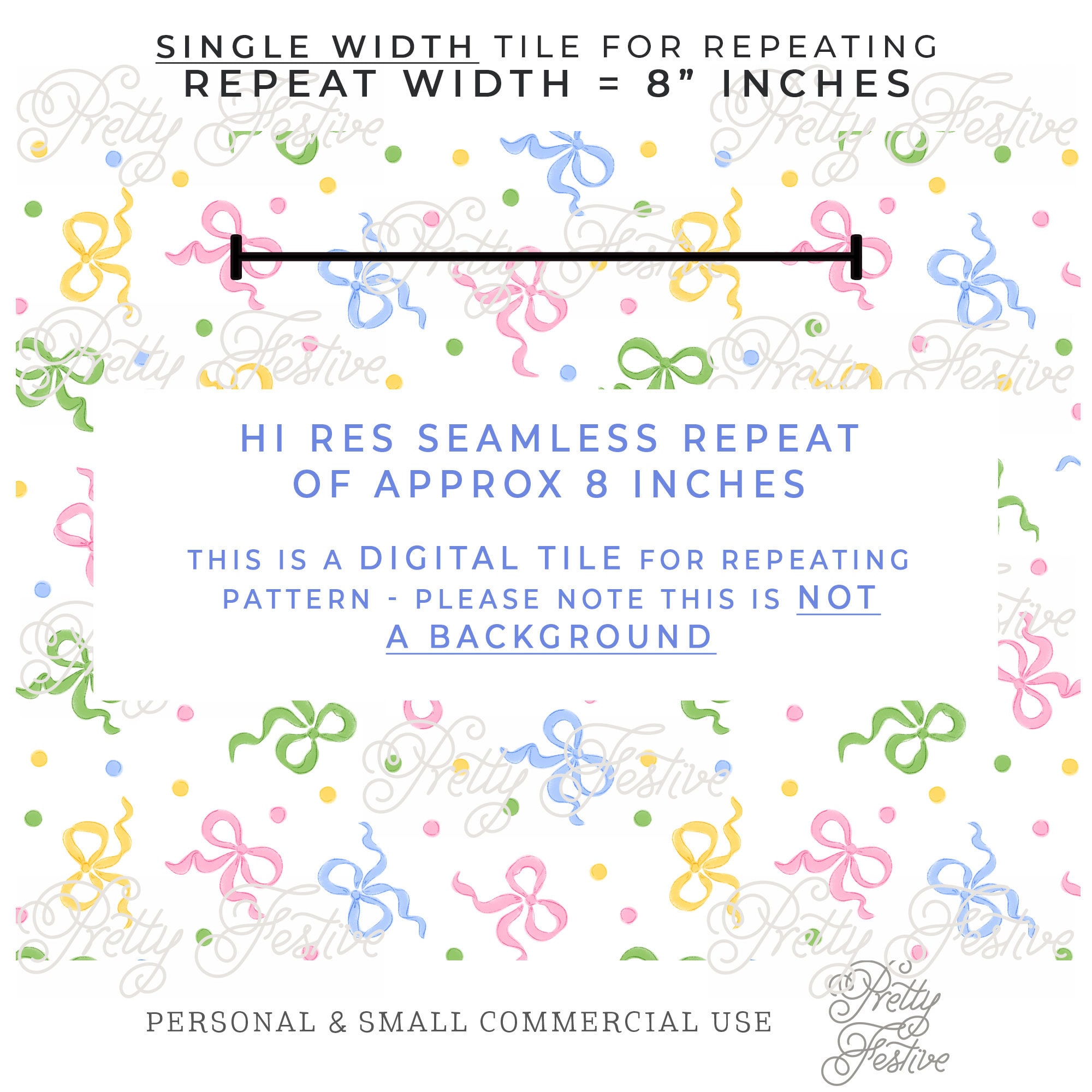 Bows & Ribbons Pastel Confetti Seamless Repeating Pattern Tile for SS24 ...