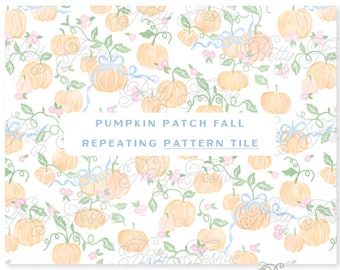 Pumpkin Patch Seamless Repeating Pattern Tile, Fall Pumpkin fabric print, Pretty Autumn Repeating Pattern, for personalised stationery 088