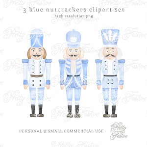 Christmas Blue Nutcracker clipart, Watercolor Christmas nutcrackers Clipart, Chinoiserie Christmas Clipart, Chirstmas Cards 087