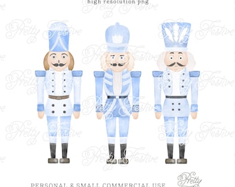 Christmas Blue Nutcracker clipart, Watercolor Christmas nutcrackers Clipart, Chinoiserie Christmas Clipart, Chirstmas Cards 087