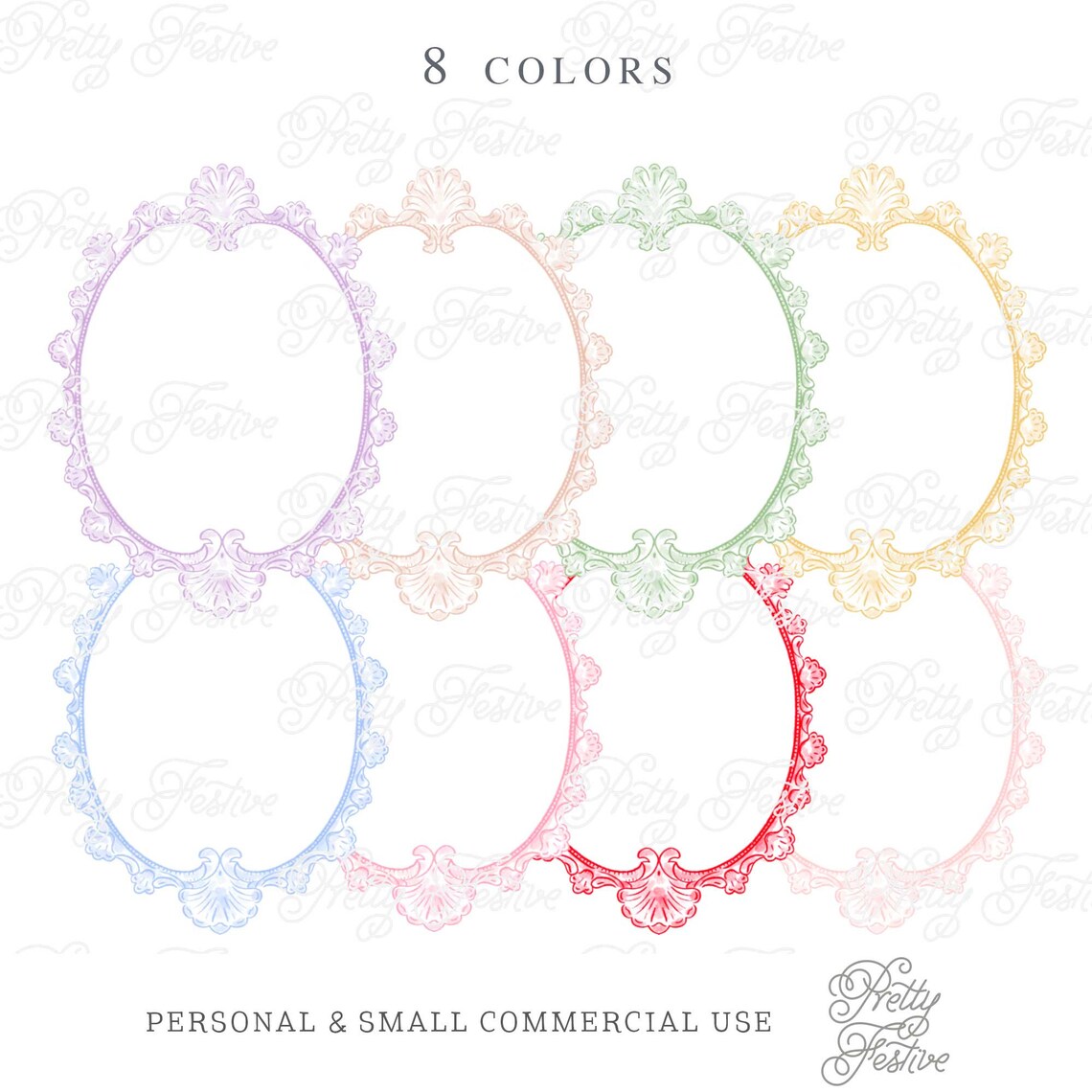 Ornamental Frame Clipart Set of 8 Colors Baroque Frame - Etsy