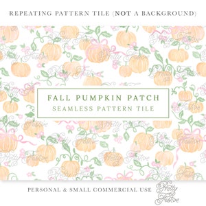 Pumpkin Patch Seamless Repeating Pattern Tile, Fall Pumpkin fabric print, Pretty Autumn Repeating Pattern, for personalised stationery 088