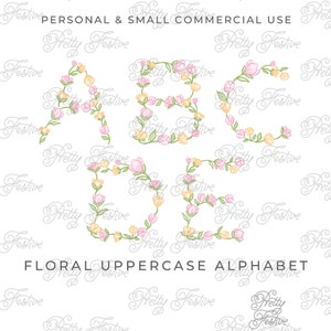 Fall Floral Watercolour ALPHABET clipart png, 26 decorative letters, Uppercase, for personalised stationery, monograms, sublimation 159