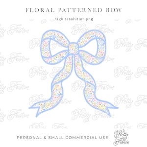 Ditsy Floral Bow Clipart, Cute Spring Bow, Summer floral bow, Pretty Sublimation Design, ditsy pretty stationery, Grandmillenial Preppy 153