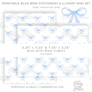 Blue Bow Trellis Printable 5x7 printable backgrounds & Clipart set, Classic Heirloom Blue Ribbon, Cards, Stationery, Birth Announcement 136