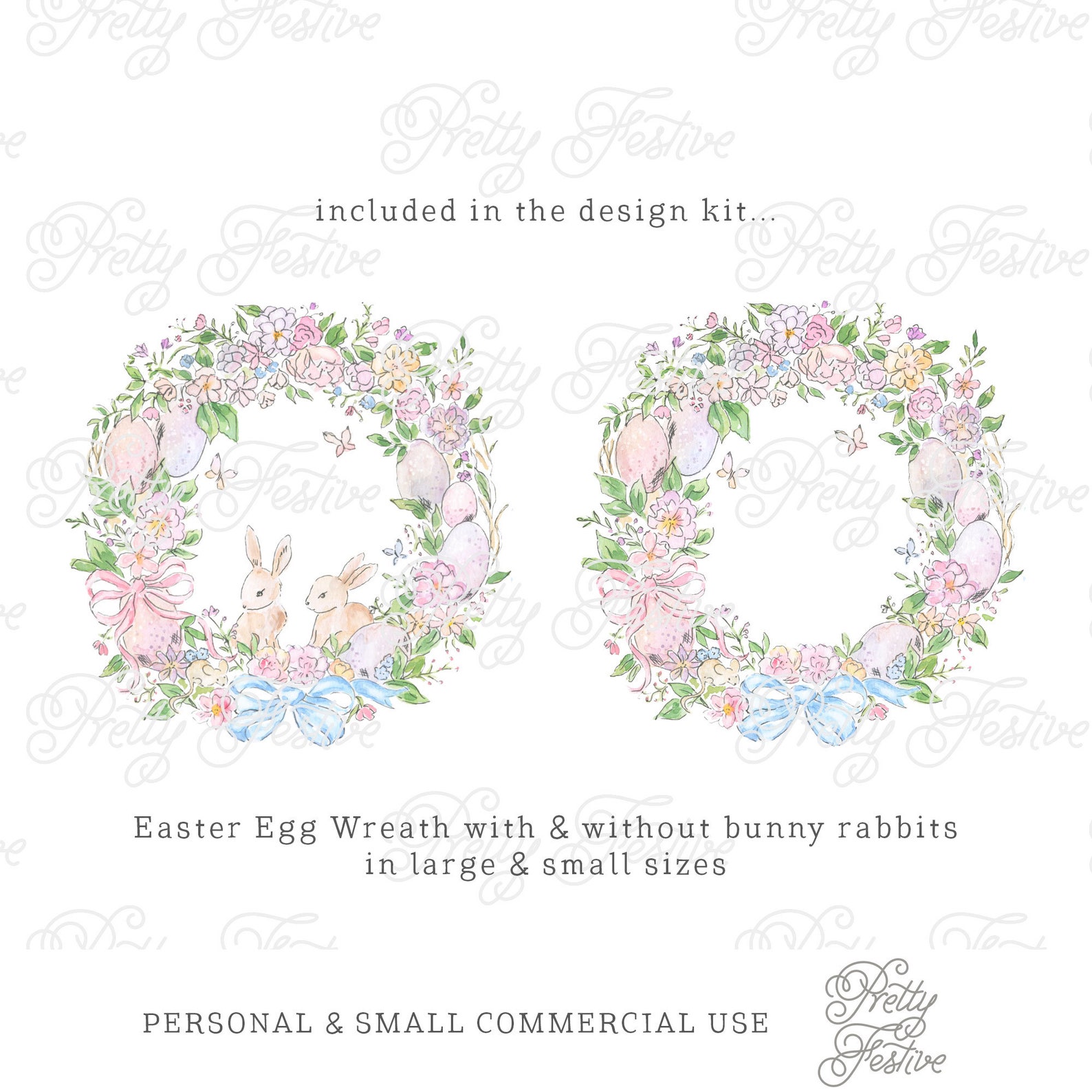 Hand Painted Easter Spring Design Kit With Wreaths, Clipart & Printable ...