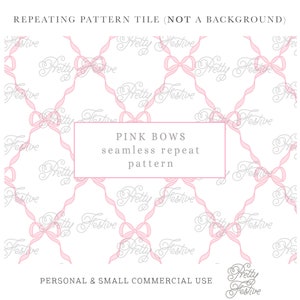 Vintage Pink Bow Trellis Seamless Repeating Pattern File jpeg Handpainted for fabric, personalized stationery, gift wrap 053
