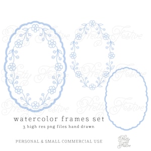 3 pastel blue watercolour clipart frames baby pink oval frames for invitations, scrapbooking, stationery, printable labels 002