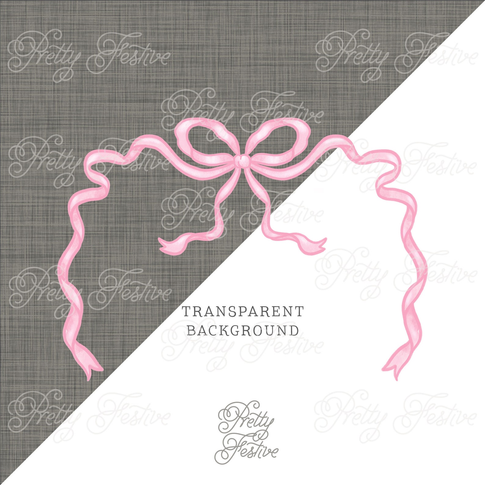 Pink Watercolour Ribbons and Bows Frames Preppy Design Elements Set ...