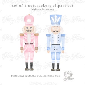 Pink & Blue Christmas Nutcracker Clipart, Boy Girl Watercolor Christmas png Designs, Ballet Clipart, Watercolor Christmas Card 087