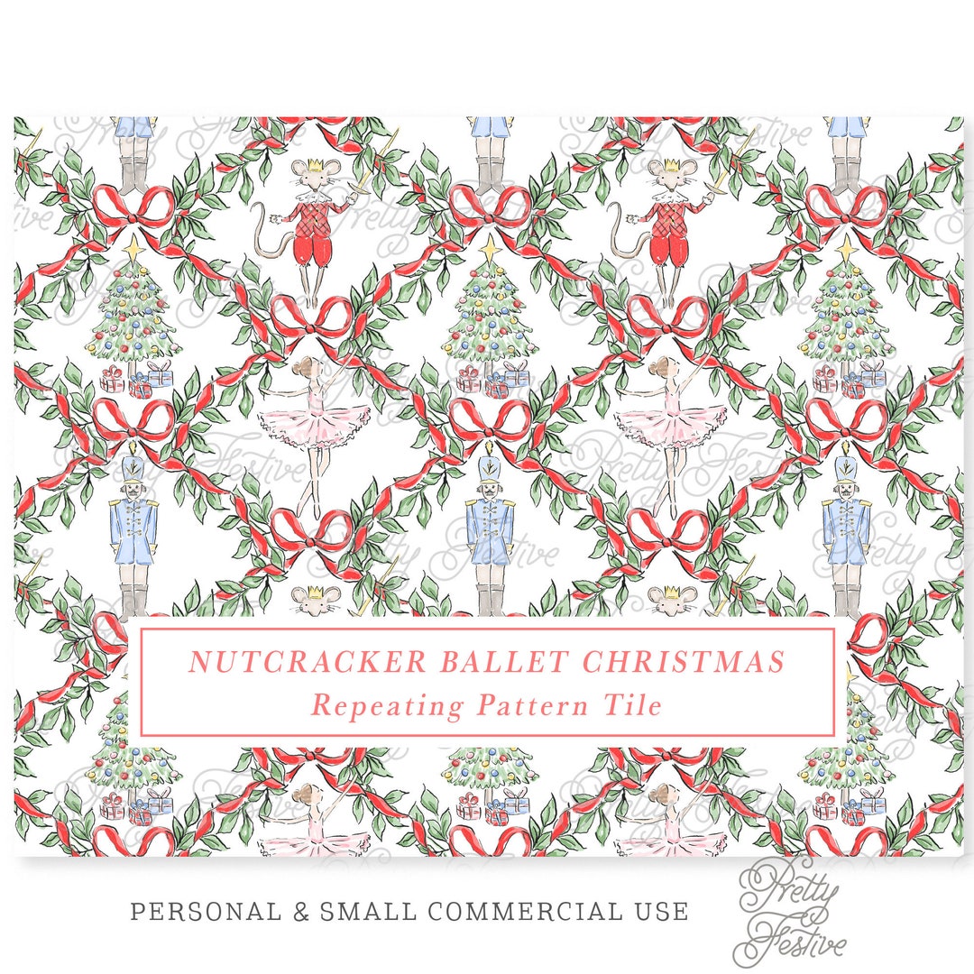 Christmas Nutcracker Ballet Seamless Repeating Pattern, Clara, Mouse ...